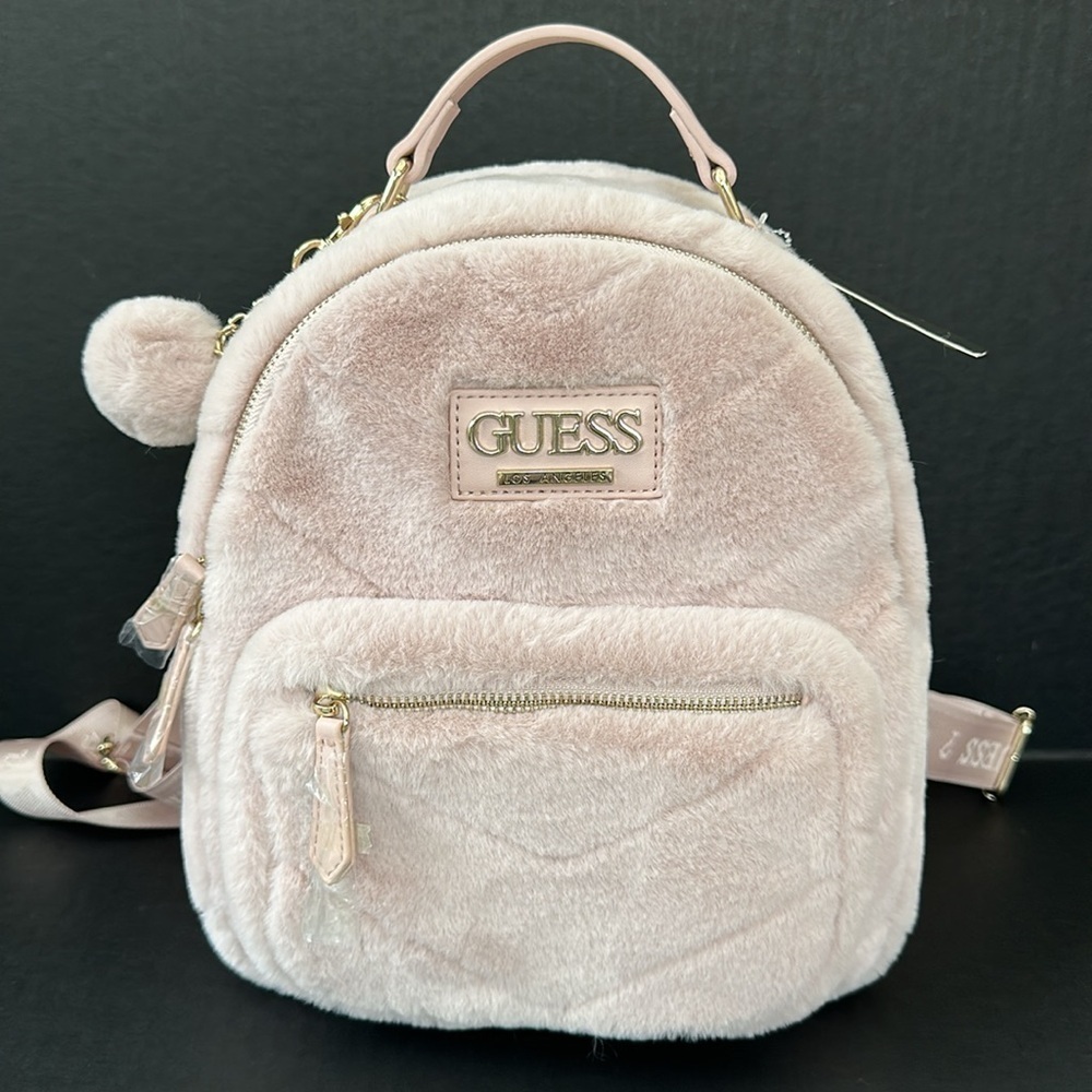 New Guess Blush Faux Fur Backpack - Picture 2 of 4